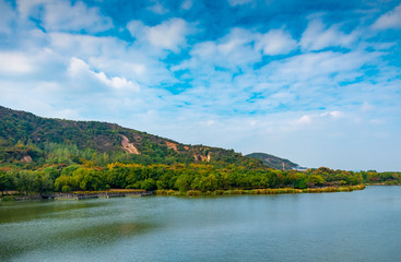 Autumn scenery of Li Lake Scenic Area at Wuxi city
