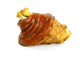 Thai Style Food, Stewed pork leg  isolated on white background, Blank for design, food concept Top view.