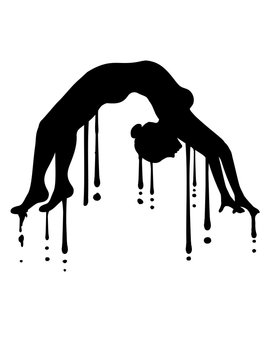 graffiti tropfen br&uuml;cke boden fitness spagat gymnastik frau yoga sport turnen ballette m&auml;dchen weiblich silhouette logo clipart verein