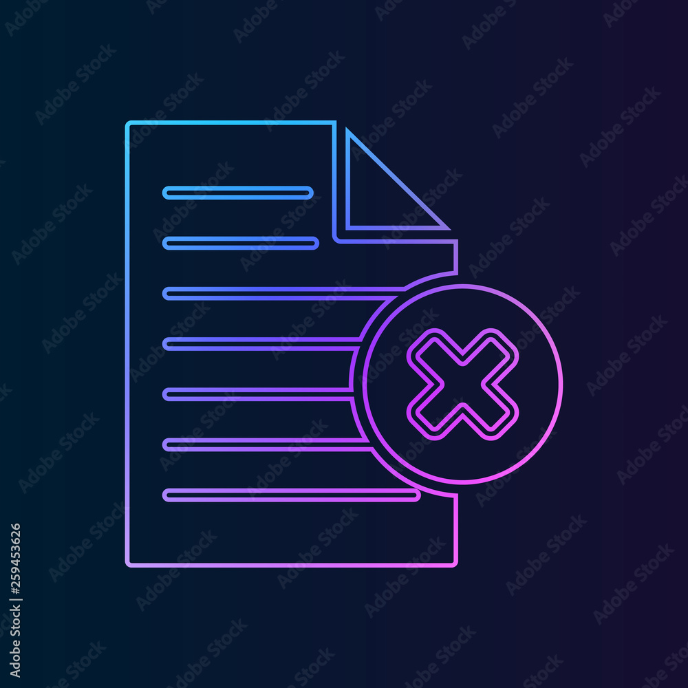 Poster delete a document file with the sign of the cross nolan icon. simple thin line, outline vector of we