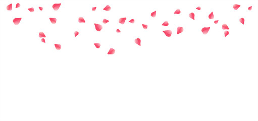 Pink Red flying petals isolated on white. Sakura Roses petals. Vector