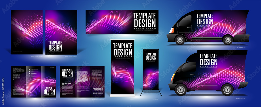 Poster the background template of curvy particle movement in vector. this design pack just give you an exam