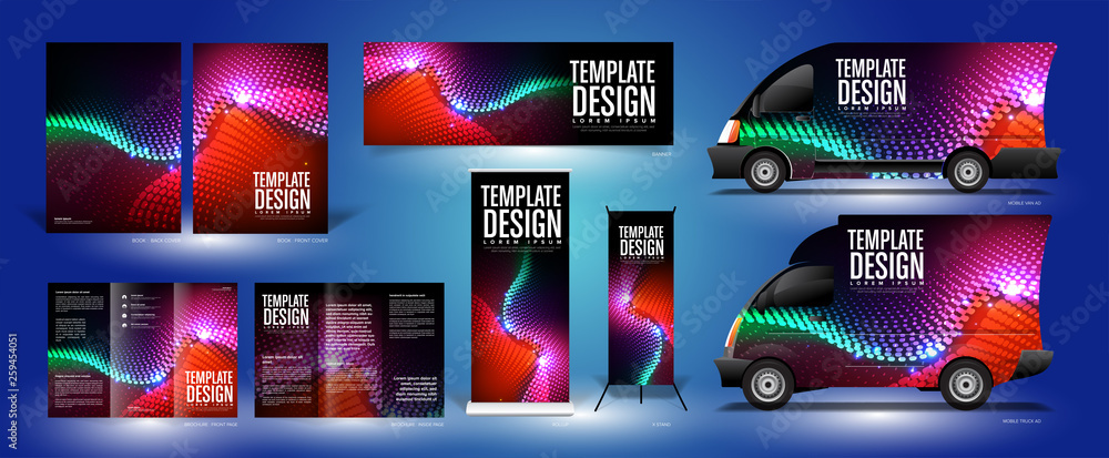 Poster the background template of curvy particle movement in vector. this design pack just give you an exam
