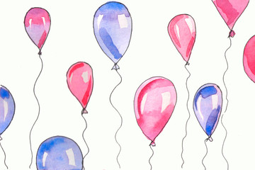 Watercolor background of balloons