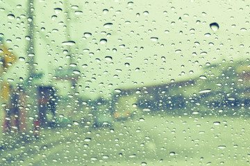 Water drop on car glass
