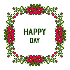 Vector illustration card happy day with various shape wreath frame