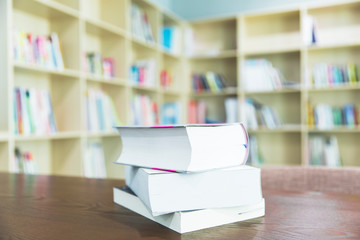 The old book on the table in library