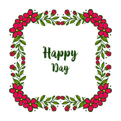 Vector illustration walpaper red wreath frame for greeting card happy day