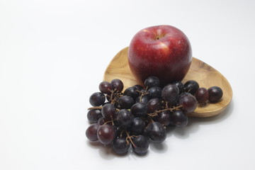 Red Apple and Grape on White Background