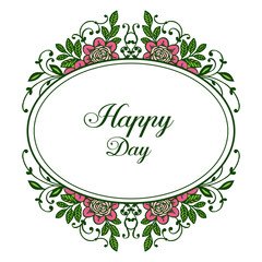 Vector illustration drawing happy day with shape flower frame