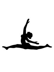 Fototapeta premium boden spagat gymnastik frau yoga sport turnen ballette mädchen weiblich silhouette logo clipart verein