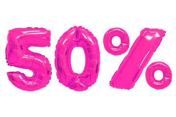 fifty percent from balloons pink color
