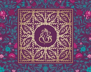 Ganesha, wedding card, royal Rajasthan, India	