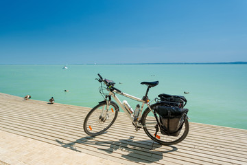Balaton lake, Hungary. Touring bicycle