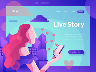 Live Story Web Page Concept illustration