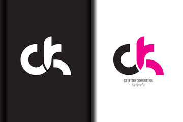 ck c k black pink white lowercase combination modern creative alphabet gradient company letter logo design vector icon template trendy - Vector