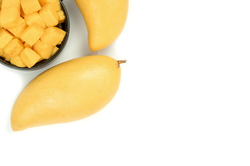 Fresh mango isolated white background.