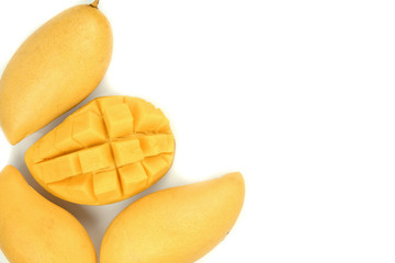 Fresh mango isolated white background.