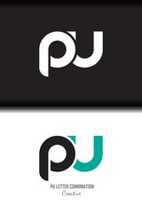 pu p u circle lowercase design of alphabet letter combination with infinity suitable as a logo for a company or business - Vector