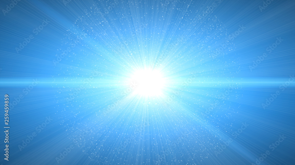 Poster blue background, digital signatures with beautiful explosion and areas with deep particles in light 