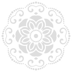 Oriental pattern with arabesques and floral elements. Traditional classic round light ornament. Vintage pattern with arabesques