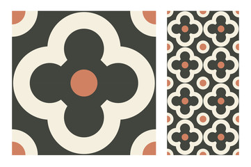 tiles Portuguese patterns antique seamless design in Vector illustration