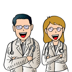 Fototapeta premium Male and female doctors.
