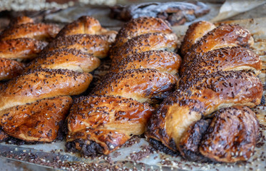 Sweet bakery product with chocolate sprinkles for sale at Jerusalem local bakery store