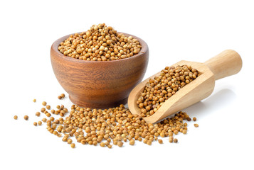 Coriander seeds isolated on white background