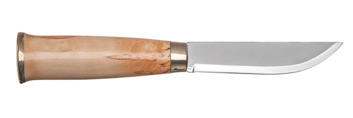 wooden hunting knife isolated on white back