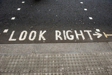 Look Right road sign