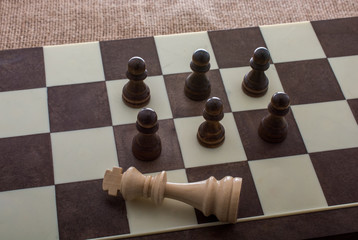 Chess board with chess pieces