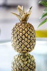 Pineapple table decoration made from chromed metal