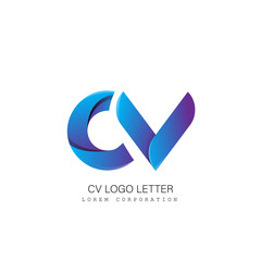 cv v c circle lowercase design of alphabet letter combination with infinity suitable as a logo for a company or business - Vector