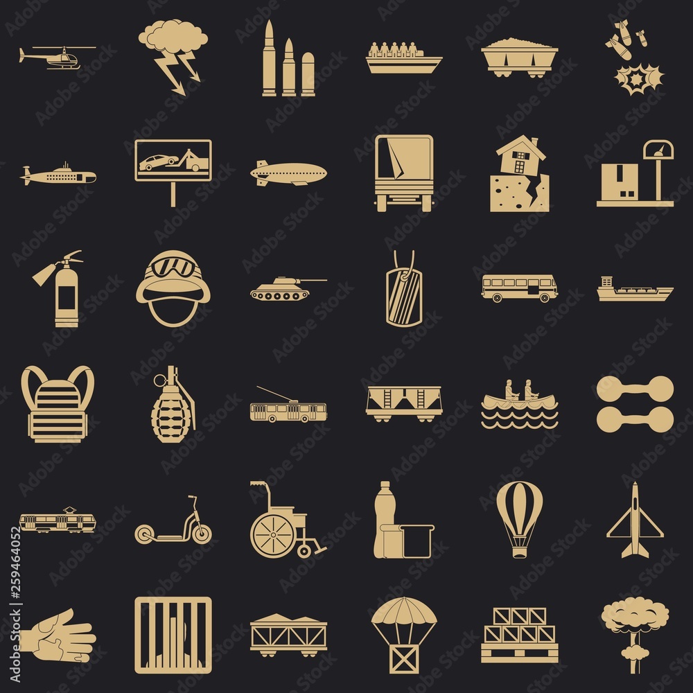 Poster weight icons set. simple style of 36 weight vector icons for web for any design