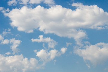 Bright blue sky with white clouds for background or wallpapers