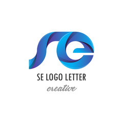 se s e circle lowercase design of alphabet letter combination with infinity suitable as a logo for a company or business - Vector