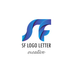 sf s f circle lowercase design of alphabet letter combination with infinity suitable as a logo for a company or business - Vector