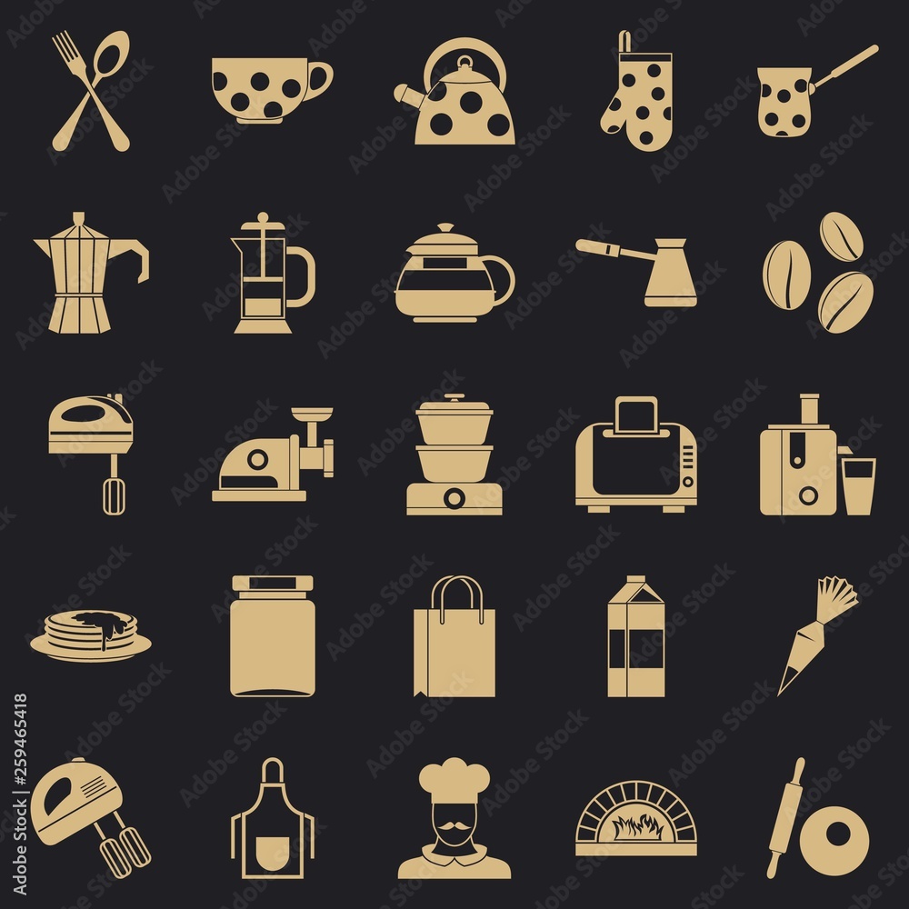 Poster delicate meat icons set. simple set of 25 delicate meat vector icons for web for any design