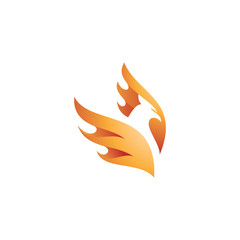 Modern Gradient Phoenix Bird and Fire Wing Illustration Logo Icon