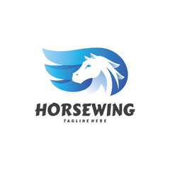 Horse Wing Pegasus Illustration Logo Icon with Modern Gradient Color