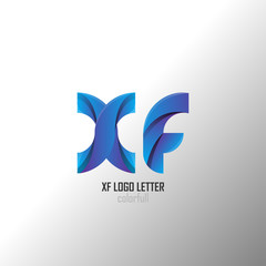xf x f circle lowercase design of alphabet letter combination with infinity suitable as a logo for a company or business - Vector