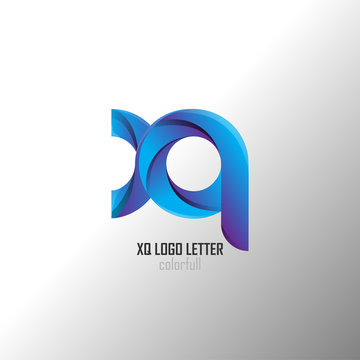 xq x q circle lowercase design of alphabet letter combination with infinity suitable as a logo for a company or business - Vector