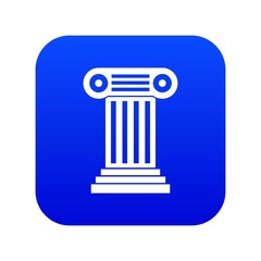 Roman column icon digital blue for any design isolated on white vector illustration