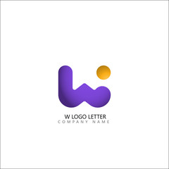 W minimal initial logo letter template vector - Vector