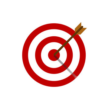 Bow, center, focus, target icon. Vector illustration, flat design.