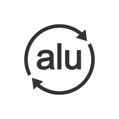 Recyclable aluminium sign icon. Vector illustration, flat design.