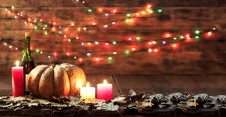 Thanksgiving, pumpkin, Thanksgiving Day, Halloween festival, Autumn festival, wine, candles, autumn...