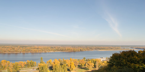 View of the Dnieper River in autumn, Kaniv, Ukraine, Tarasova Hill (Chernecha Hora) 