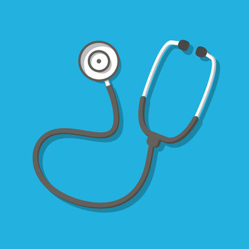 Stethoscope medical icon.Doctor diagnostic equipment.Flat vector.